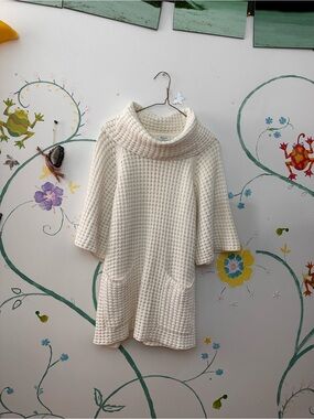 Liz&Co. Cozy Waffle-Knit Cream Cowlneck Sweater Dress